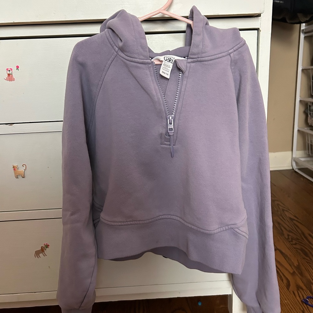 Athleta Girl All Day Half Zip Hoodie, cropped, lavender purple, size M (8-10)